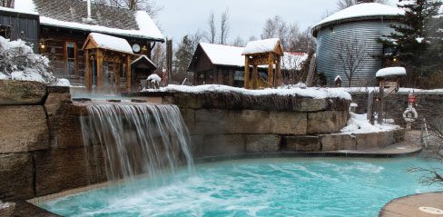 Baths in winter at Scandinave Spa Blue Mountain